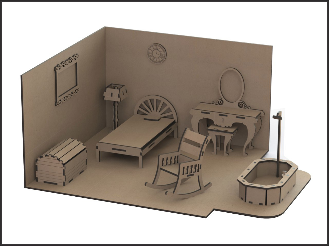 Laser Cut Miniature Dollhouse Furniture DXF File