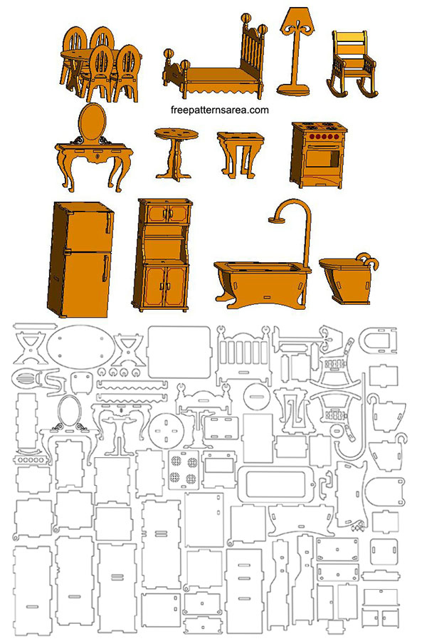 Laser Cut Toy Furniture Plans For Doll House FreePatternsArea