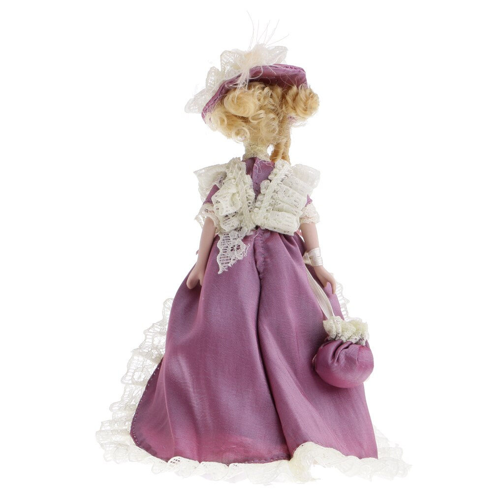 LCLL 1 12 Scale Dollhouse People Miniature Porcelain Lady In Purple 