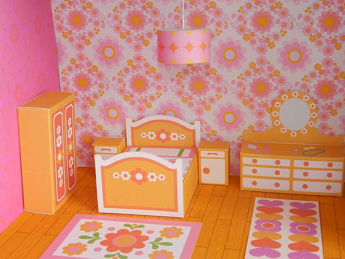 Love This Super Retro Dream Bedroom Dollhouse Printable More Rooms 