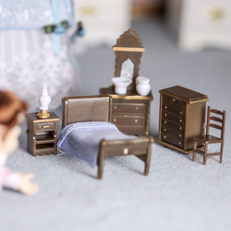 Micro Mini Bedroom Furniture Set Miniature Furniture Dollhouse 