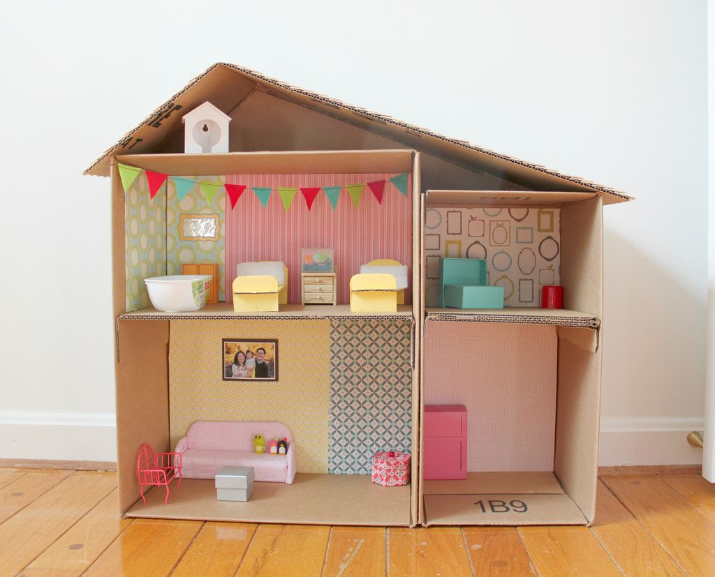 Mini World Cardboard Dollhouses Cardboard House Barbie House 