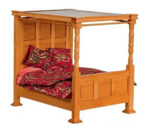 MINIATURE DOLLHOUSE 1 12 SCALE OAK TUDOR 4 POSTER BED W CANOPY GQ066
