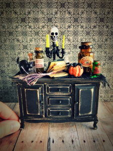Miniature Halloween Furniture Dollhouse Cupboard Haunted Etsy