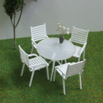 Miniature PATIO DINING SET 1 12 Scale Handmade Dollhouse Modern Style