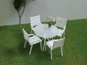 Miniature PATIO DINING SET 1 12 Scale Handmade Dollhouse Modern Style