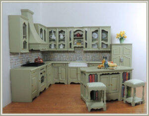 Miss Paula s Kitchen Set Sage Green 14pcs House Supplies Dollhouse