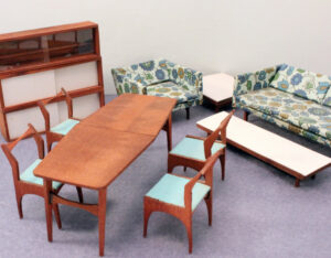 Modern Midcentury Dollhouse Furniture Teak Half Scale