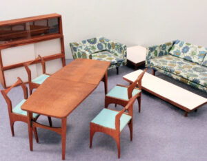 Modern Midcentury Dollhouse Furniture Teak Half Scale