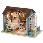 Novashion Modern LED Light Miniature Wooden Doll House Mini Dollhouse