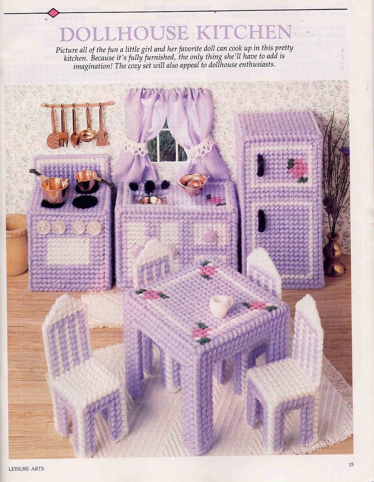 Plastic Canvas Miniature Doll House Kitchen Furniture Pattern 3 00 