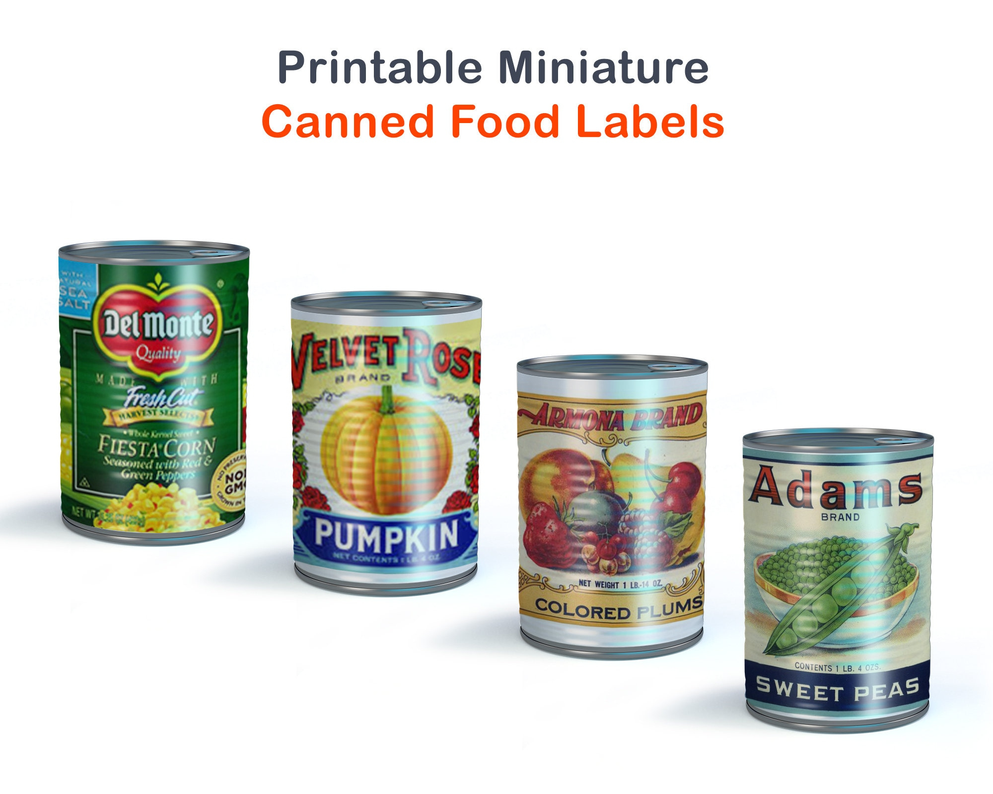 Printable Canned Food Labels Dollhouse Miniatures Barbie Etsy