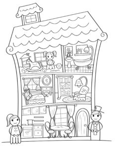 Printable Dollhouse Coloring Page | Printable Dollhouse Furniture