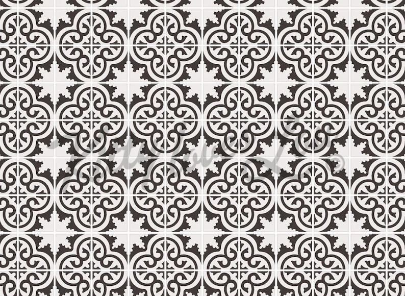 Printable Dollhouse Flooring Mexican Tile Cement Black White Etsy
