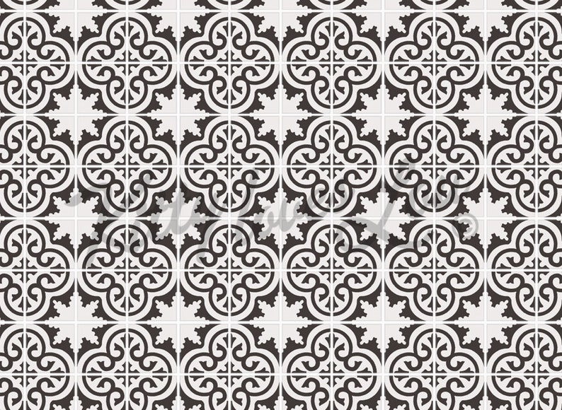 Printable Dollhouse Flooring Mexican Tile Cement Black White Etsy