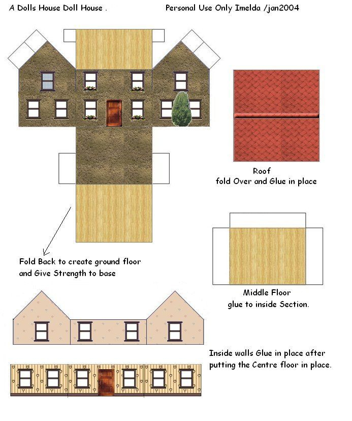 Printable Dollhouse Paper House Template Cardboard Box Houses Paper 