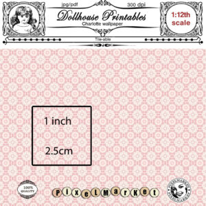 PRINTABLE DOLLHOUSE WALLPAPER For 1 12 Miniature Nursery Pink Etsy