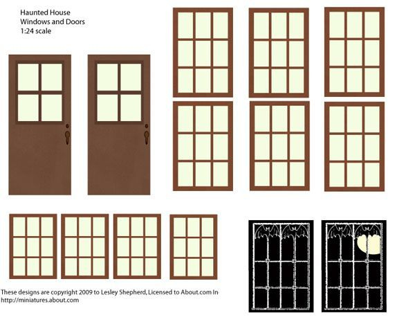 Printable Dollhouse Windows And Doors Haunted House Diy Putz Houses 
