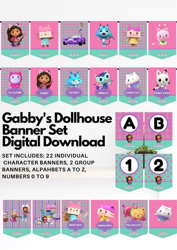 PRINTABLE GABBYS DOLLHOUSE BANNER FLAG FOR ANY OCCASION I DONT OWN THE 