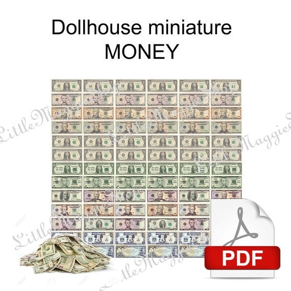 Printable Money For Dollhouse Miniatures 1 12 Downloadable