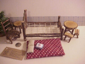 Rustic Miniature Dollhouse Furniture Set Log Cabin 1 Inch Etsy