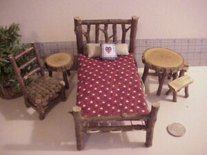 Rustic Miniature Dollhouse Furniture Set Log Cabin 1 Inch Etsy