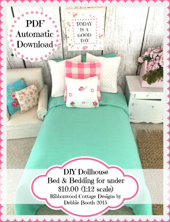 Sewing Pattern Miniature DIY Easy And Inexpensive Dollhouse Bed And 