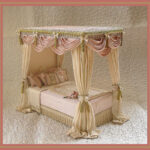 Silk Four Poster Dollhouse Bed In 1 12 Scale Gorgeous Doll