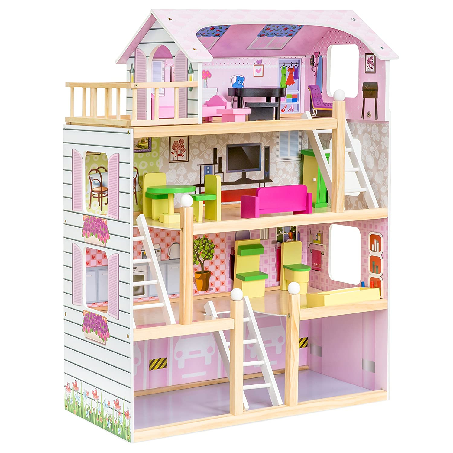 Toddler Dollhouse Accessories And Furniture Large Wooden Little Girls 
