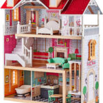 TOP BRIGHT Wooden Dolls House For Girls Large Dollhouse Toy For Kids