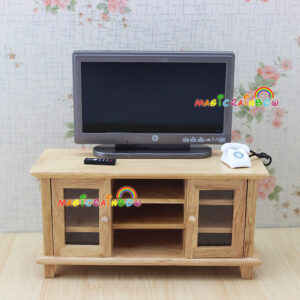 TV Cabinet Stand Table Wooden Toys Furniture Dolls House Handcrafted 1