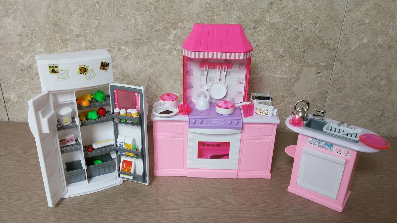 Unboxing Barbie Kitchen Set By Gloria Barbie Size Dollhouse Furniture 