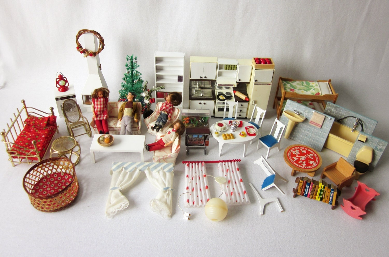 Vintage 70s Lundby Miniature Dollhouse Furniture Accessories