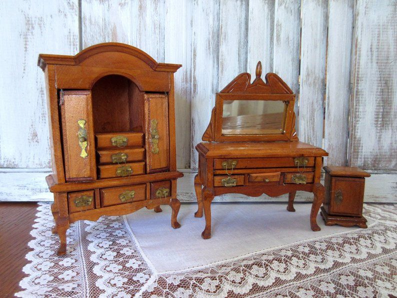 Vintage Dollhouse Furniture Miniature Dresser Doll Etsy Vintage 