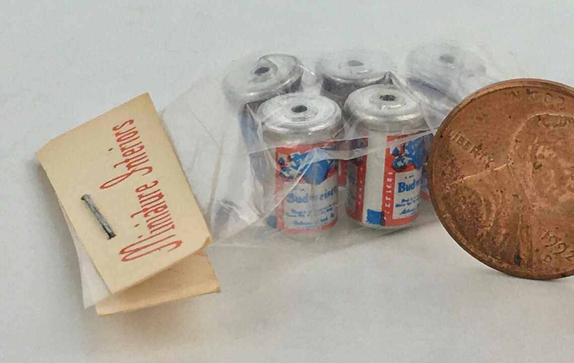 Vintage Dollhouse Miniature Budweiser Six Pack Six Metal Etsy