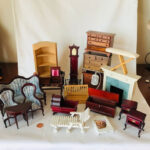 Vintage Miniature Dollhouse Furniture Lot Wood Diorama Miniature