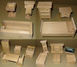 Wooden Dollhouse Furniture HandCrafted FREE SHIPPING All 4 Rooms With