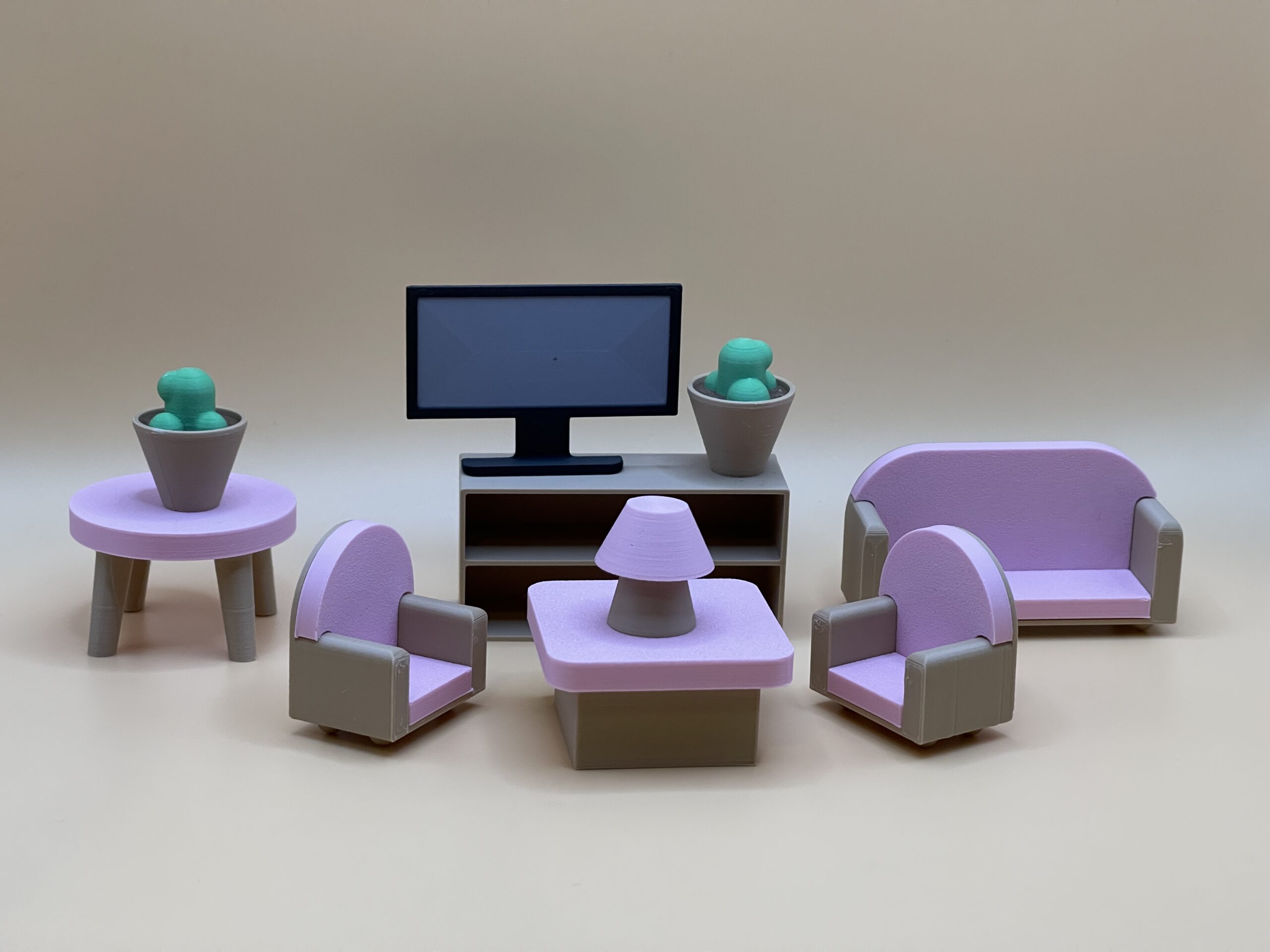 Complete 3d Printed Dollhouse Living Room Set Modern Miniature Furniture Deco Complete 3d Printed Dollhouse Living Room Set Modern Miniature Furniture Deco