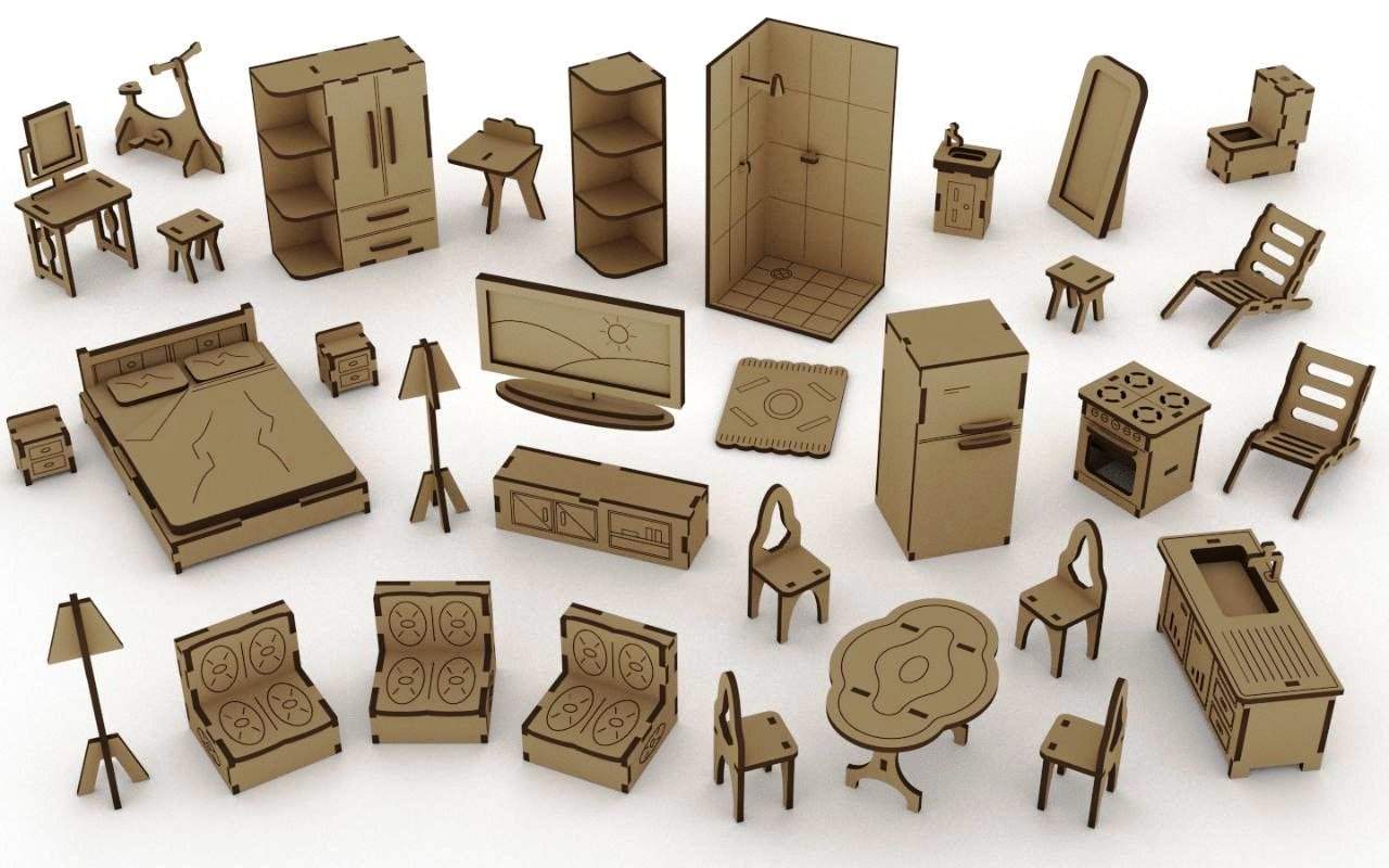 Doll House Furniture E0019432 Free Vector Download For Laser Cut