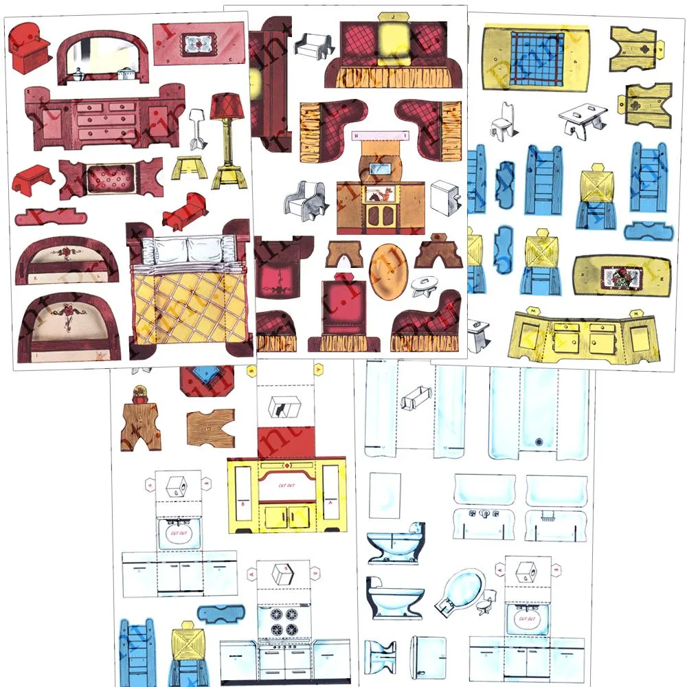 Paper Doll Furniture 5 Page Printable